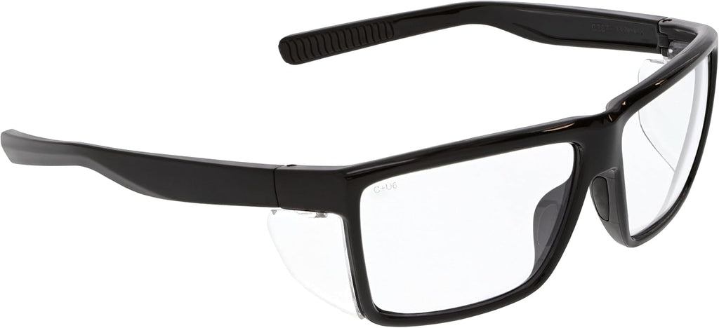 MCR Safety SR210 Swagger SR2 Series Safety Glasses with Thermo Plastic Rubber Nose Pads and Detachable Side Shields  Black Frame  Clear Lens