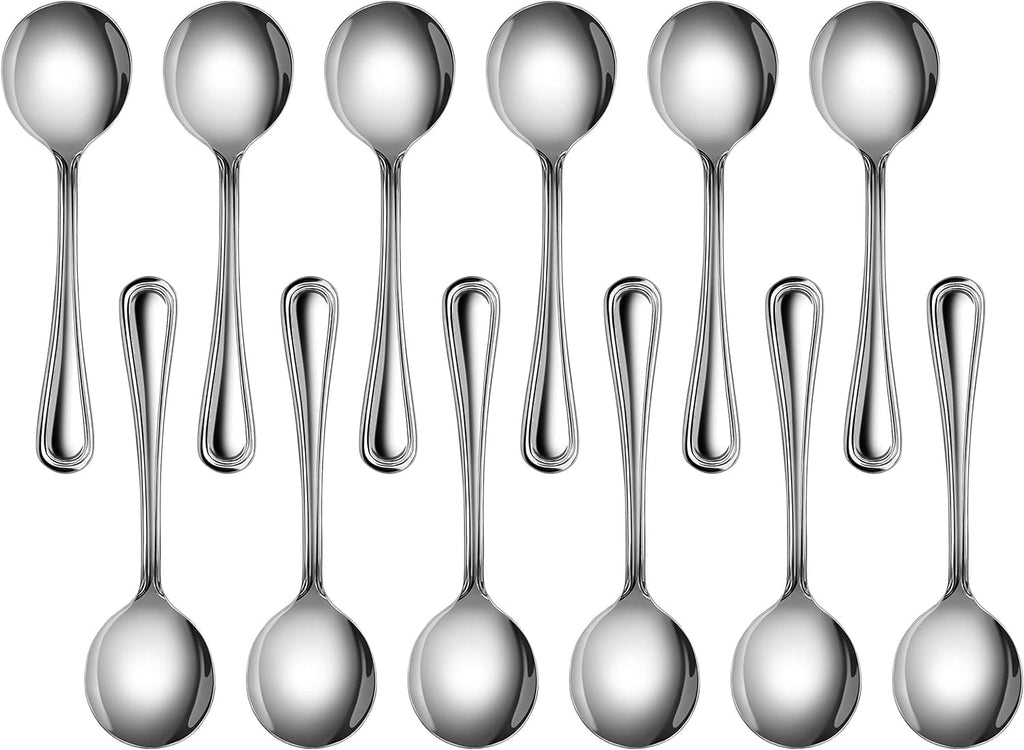 New Star Foodservice 58185 Slimline Pattern  18/0 Stainless Steel  Bouillon Spoon  5.7-Inch  Set of 12