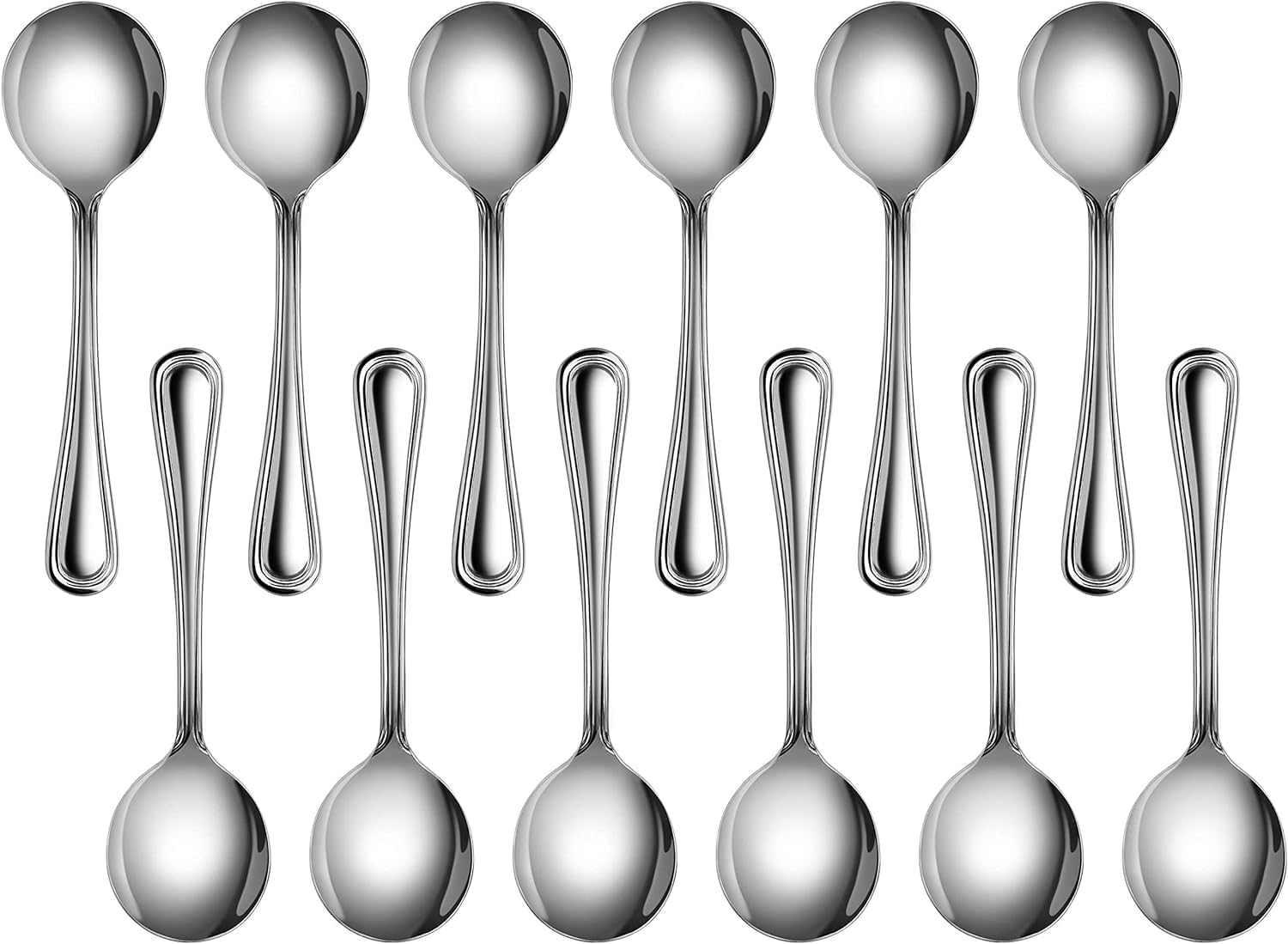 New Star Foodservice 58185 Slimline Pattern  18/0 Stainless Steel  Bouillon Spoon  5.7-Inch  Set of 12