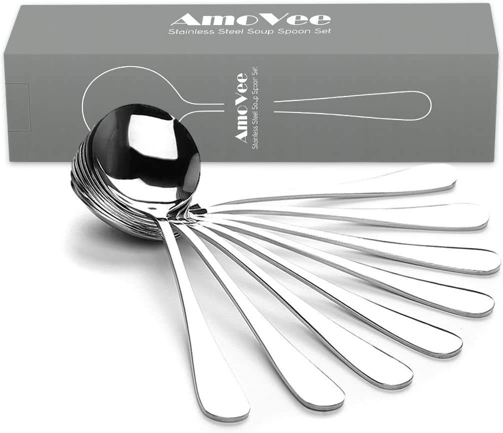 Soup Spoons  Wholesale Spoons Silverware  Round Stainless Steel Spoon Set of 8