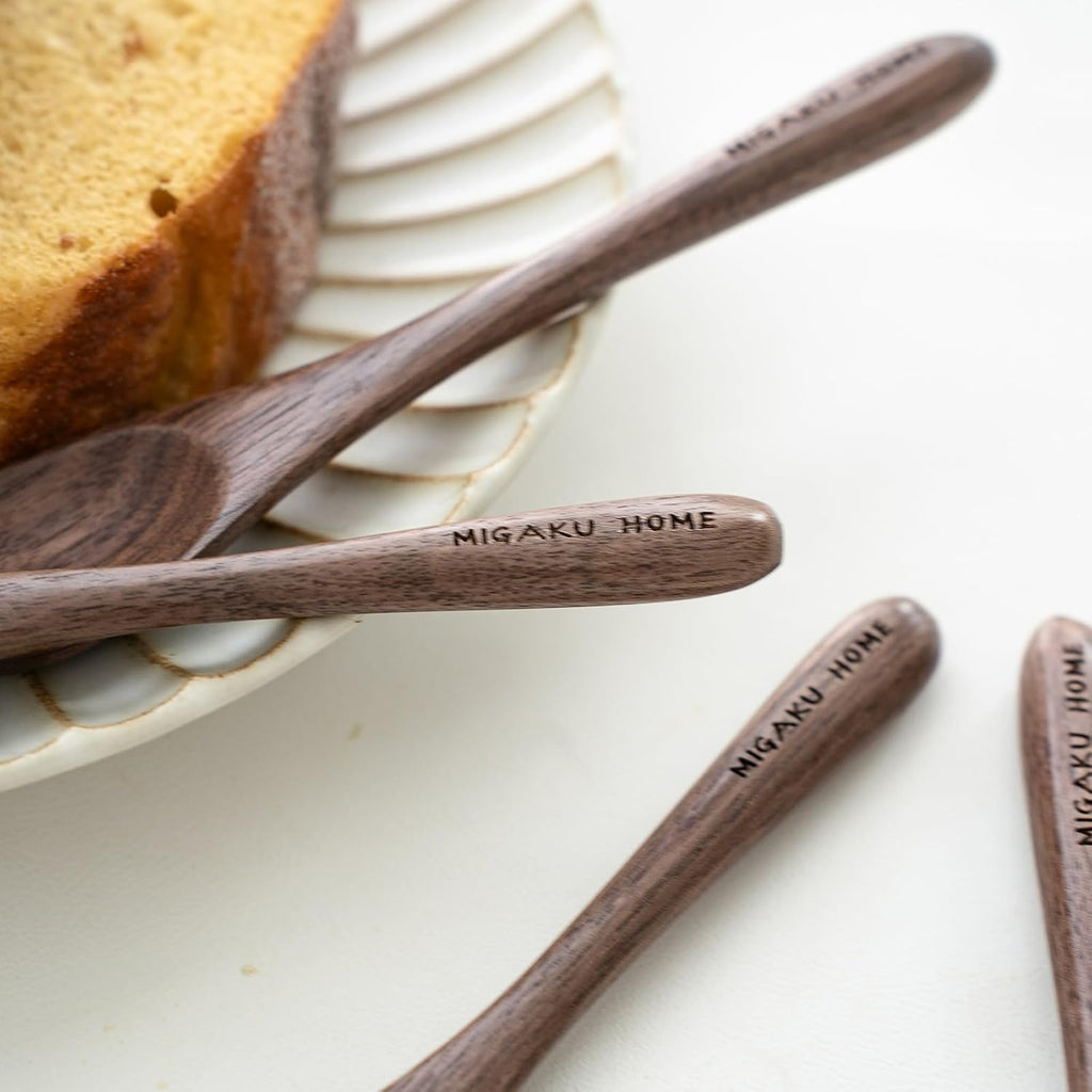 Black Walnut Wooden Spoons  4pcs Soup Spoons for Eating  Eco-Friendly Japanese Kitchenware Set  Natural Wood Utensils for Cooking Mixing Stirring