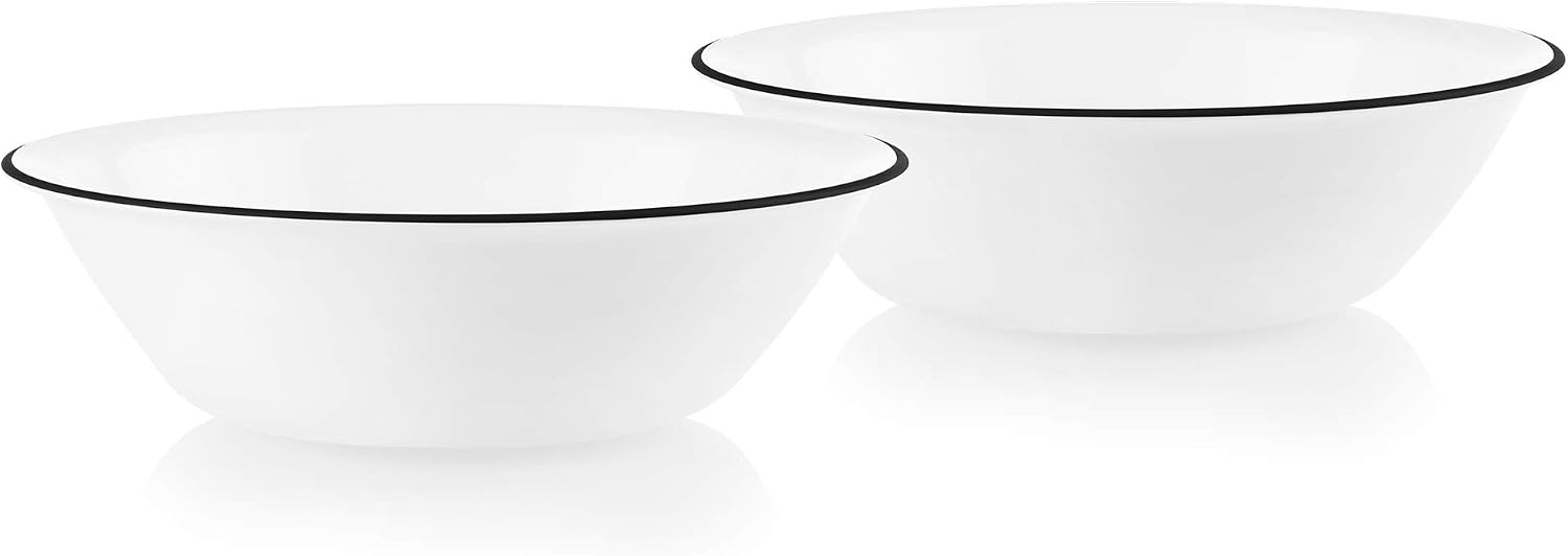 Corelle Style Chip Resistant 2qt (1.9L) Rimmed Bowl Black 2-Pack