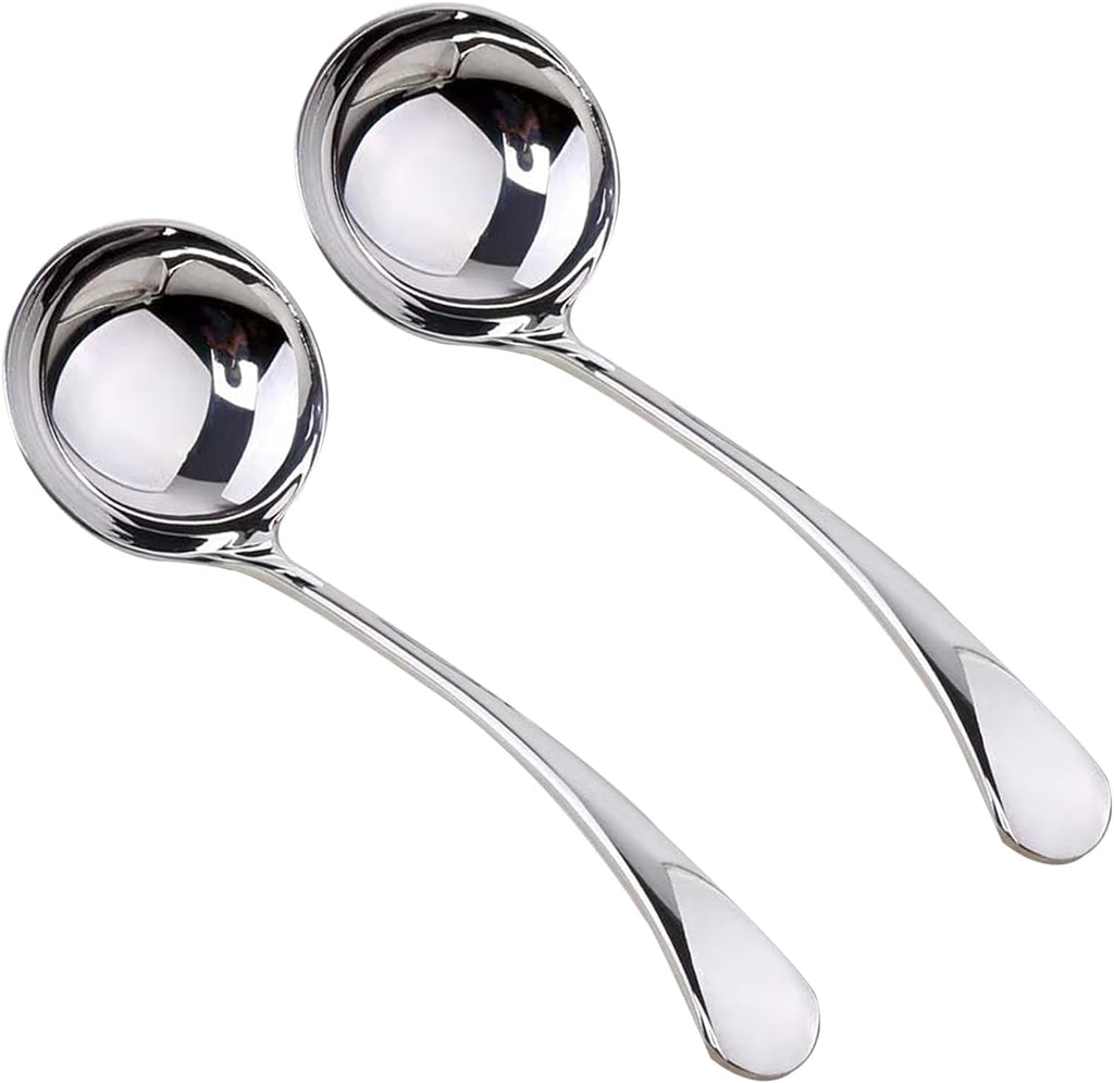 Small Ladle  Sauce - Gravy Ladle  7.9 Inch  18/10 Stainless Steel Small Gravy Soup Spoon for Spooning Gravies or Sauces  Set of 2(Silver）