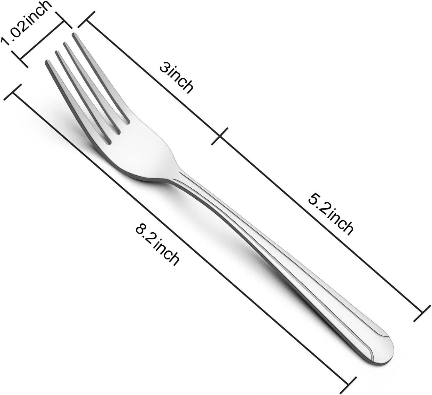 BEWOS 24 Pieces Dinner Forks Set  8.2-Inch Stainless Steel Forks Silverware  Flatware Salad Forks for Home  Kitchen or Restaurant - Mirror Polished  Dishwasher Safe