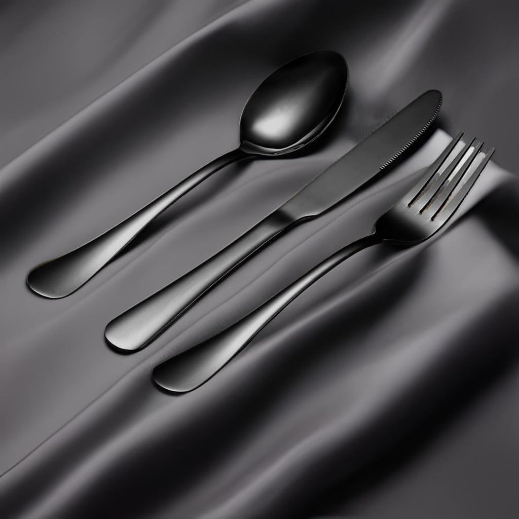 Black Forks Silverware Set Of 6 Pieces  Stainless Steel Forks  Mirror Polished Fork Set  Cutlery Utensils Set=  Apartment Essential Flatware