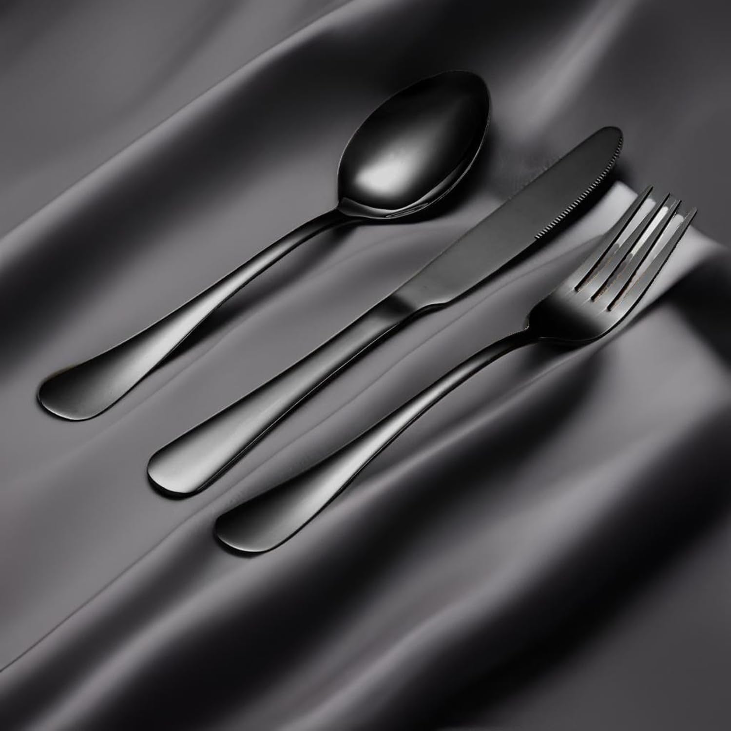 Black Forks Silverware Set Of 6 Pieces  Stainless Steel Forks  Mirror Polished Fork Set  Cutlery Utensils Set=  Apartment Essential Flatware