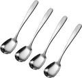 Square Head Soup Spoons  Korean Style Thick Heavy Square Dessert Spoon Long Handled Stainless Steel Soup Spoons Table Spoons Flat Square Spoon Set of 4 7 Inches.