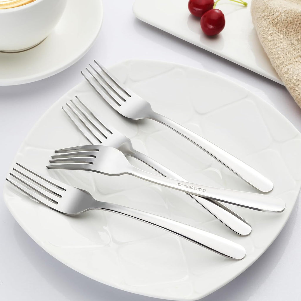 Pleafind 36-Pcs Salad Forks Set (7.1 inch)  Stainless Steel Flatware Forks Silverware  Mirror Polished Dessert Forks Bulk Set  Small Metal Forks for Home  Kitchen  Restaurant  Dishwasher Safe
