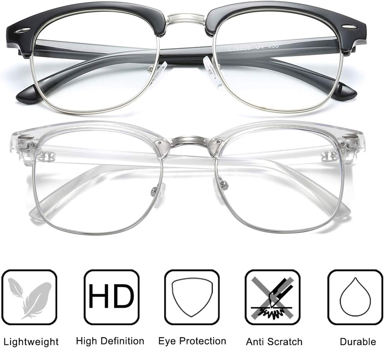 Blue Light Blocking Glasses Computer/Gaming/Screen Glasses for Women or Men，Anti Blue Light & UV