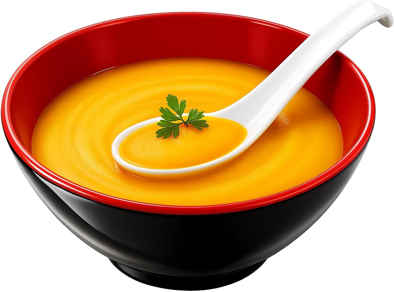 Asian Soup Spoons Set - Durable Melamine Spoon for Ramen  Miso  Japanese & Chinese Soups - Comfortable Grip  Dishwasher Safe & Long-Lasting - Perfect for Home & Restaurant Use | One Set/ 6PCS