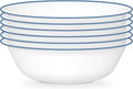Corelle 6-Piece 18oz Round Bowls Vitrelle Triple Layer Glass  Perfect for Soup  Cereal and Snacks  Lightweight  Chip and Scratch Resistant  Microwave and Dishwasher Safe  Botanical Stripes