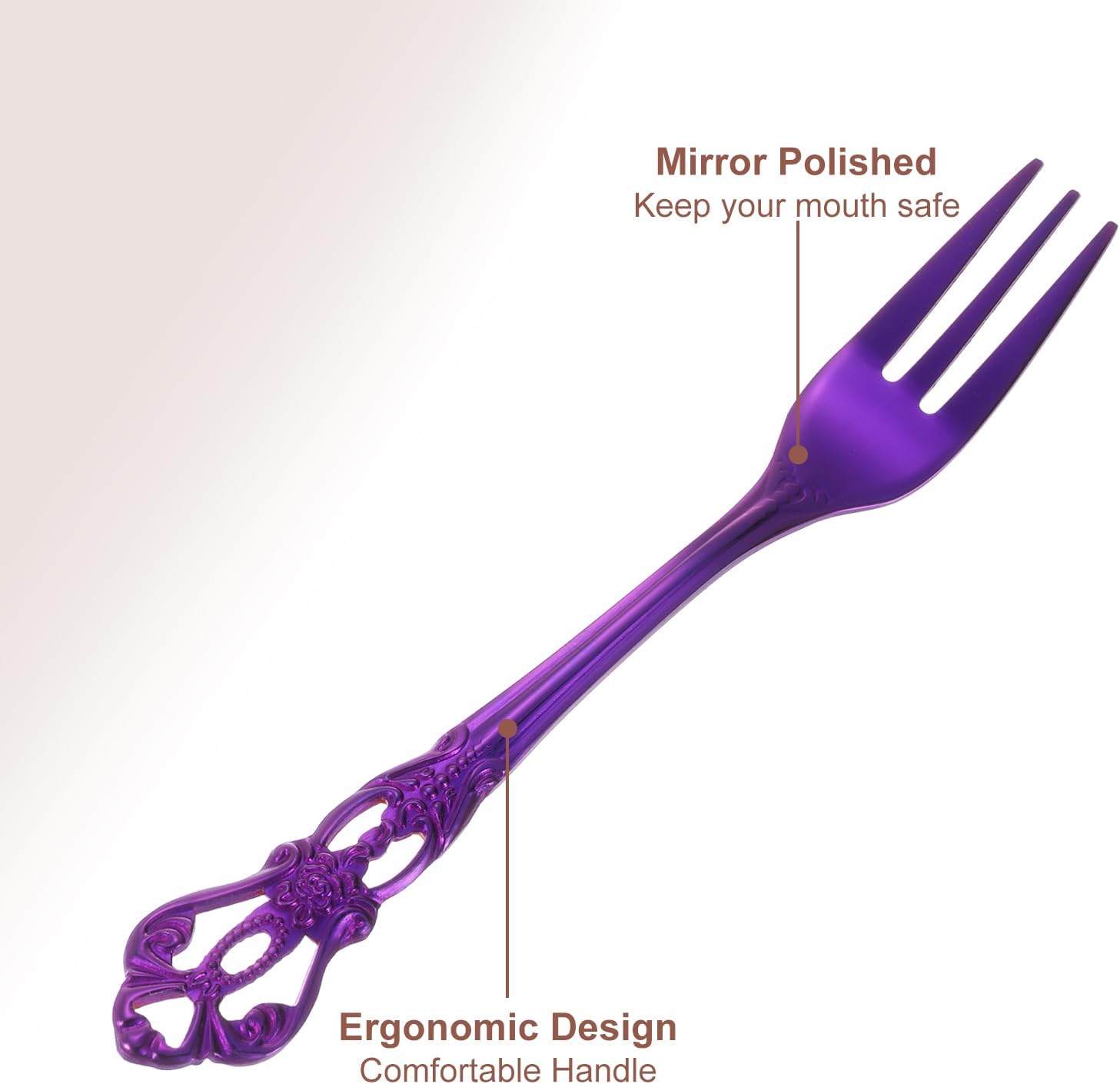 uxcell 4 Pcs Salad Forks  5.1 Inches Stainless Steel Dessert Forks  Mirror Polished  Dishwasher Safe  Tiny Forks for Small Desserts  Cocktails  Purple