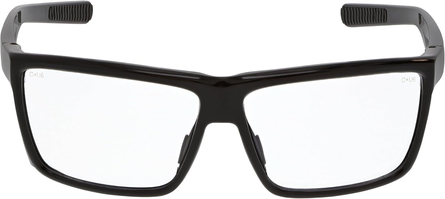 MCR Safety SR210 Swagger SR2 Series Safety Glasses with Thermo Plastic Rubber Nose Pads and Detachable Side Shields  Black Frame  Clear Lens