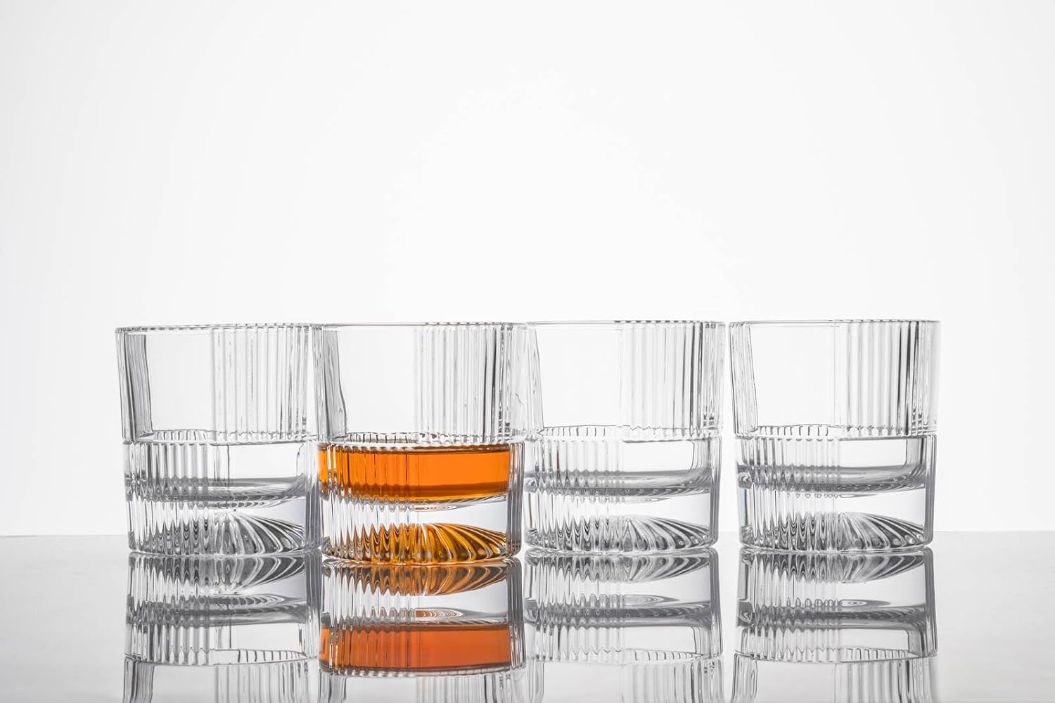 10oz Old Fashioned Whiskey Glasses Set | Lead-Free Crystal  Heavy Base  Rock Glass with Elegant Tile Design  4-Piece Set for Scotch & Cocktails