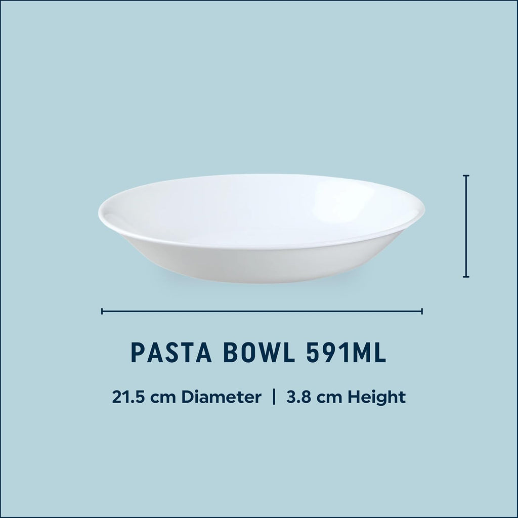 Corelle Vitrelle 6-Piece Bowl Set Triple Layer Glass and Chip Resistant  20-Oz Lightweight Round Bowls  Winter Frost White