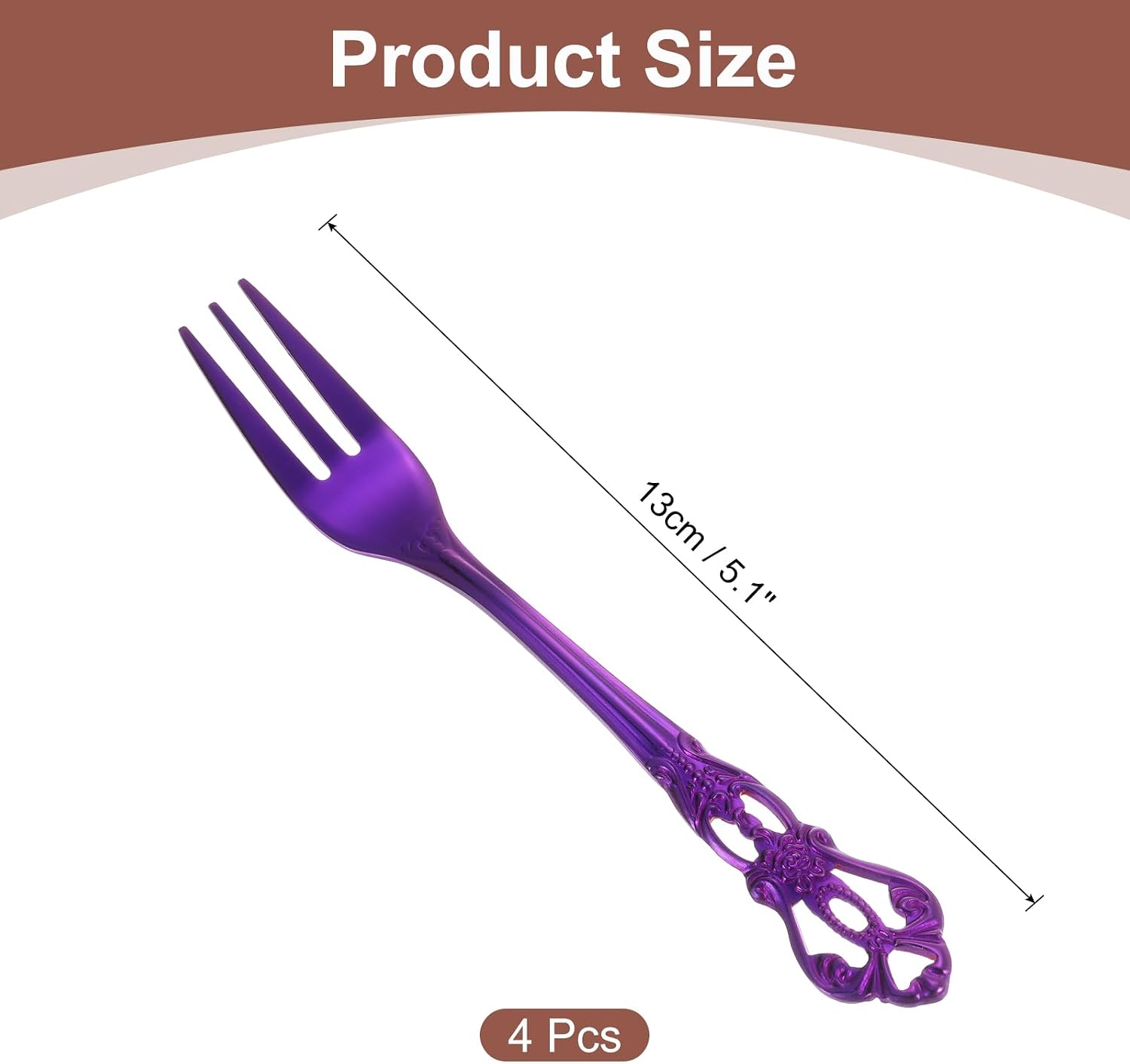 uxcell 4 Pcs Salad Forks  5.1 Inches Stainless Steel Dessert Forks  Mirror Polished  Dishwasher Safe  Tiny Forks for Small Desserts  Cocktails  Purple