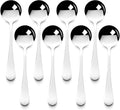 Premium 7.28" Soup Spoons Stainless Steel Round Spoons Set  18/8 stainless steel (SUS304)  Perfect for Soup  Ice Cream  Cereal  Gumbo  Chowder  Set of 8  Dishwasher Safe