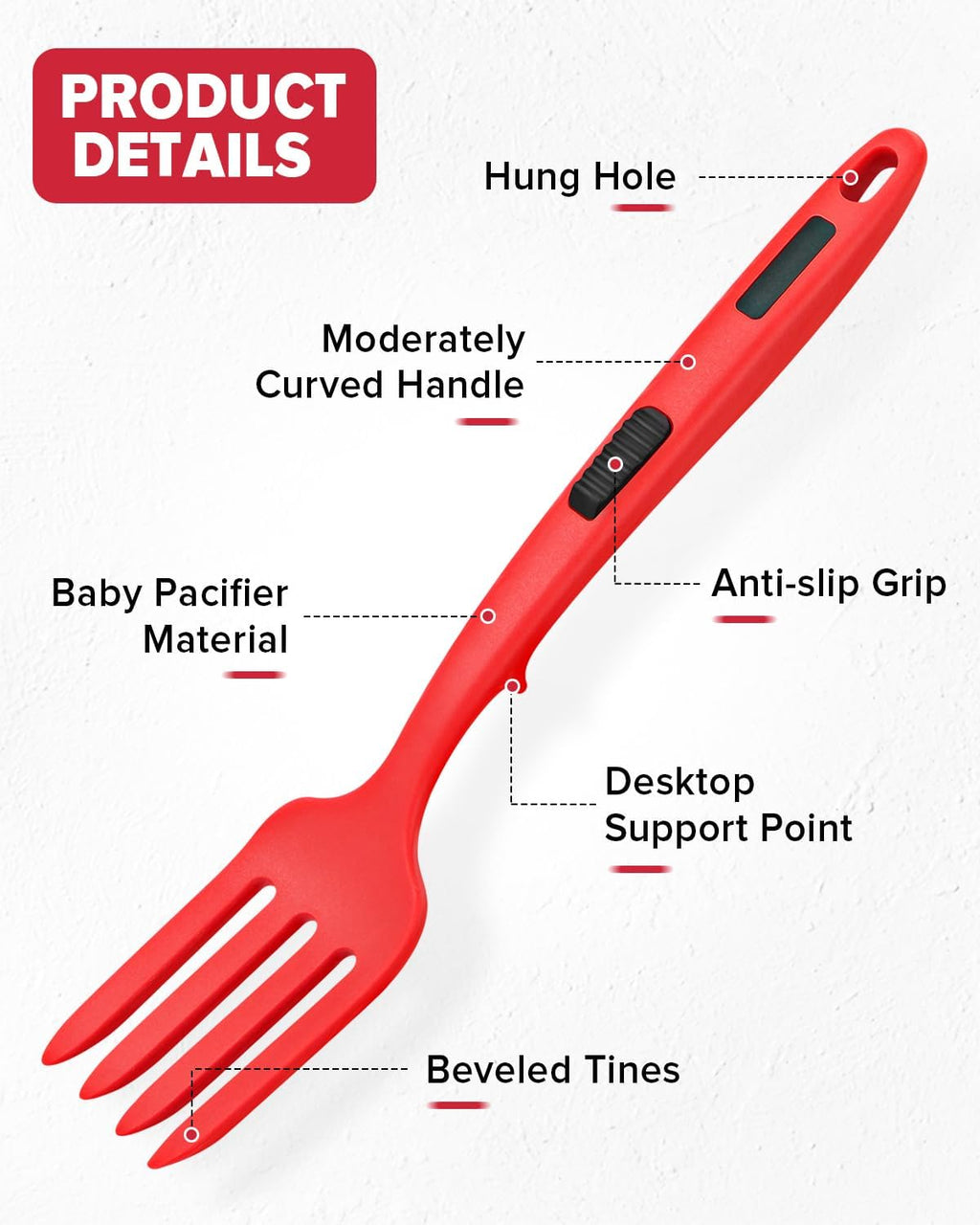 Silicone Flexible Cooking Fork  11.6 Inch Heat Resistant  Large Non Stick  Mash Food  Whisk Eggs (BR)