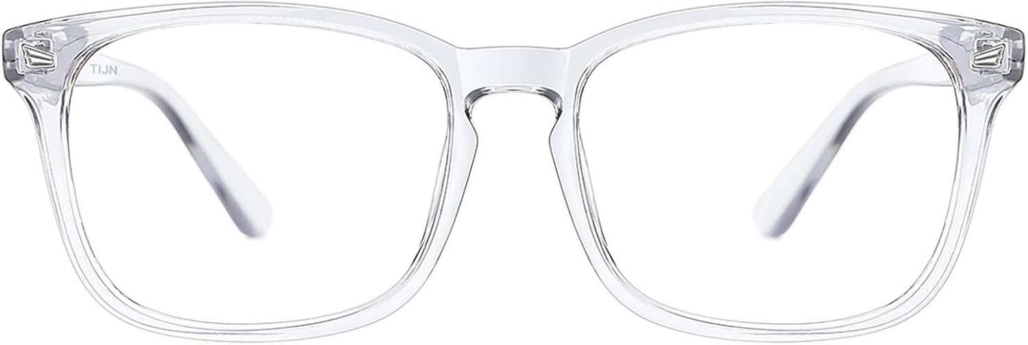 TIJN Blue Light Blocking Glasses for Women Men Clear Frame Square Nerd Eyeglasses Anti Blue Ray Computer Screen Glasses