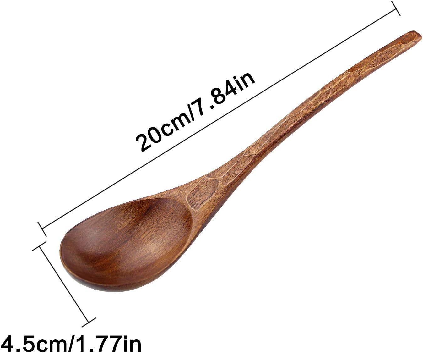 Soup Spoons AOOSY Wooden Soup Spoons  6 Pieces 7.84 inches Japanese Ramen Spoon Round Nanmu Wood Long Handle Rice Dessert Cooking Tasting Dinner Table Spoon for Kitchen Restaurant