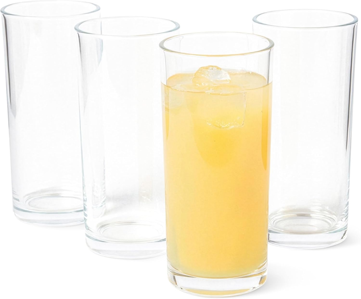 Amazon Basics Drinking Glasses  4-Piece Set  15 oz.  Dishwasher-Safe