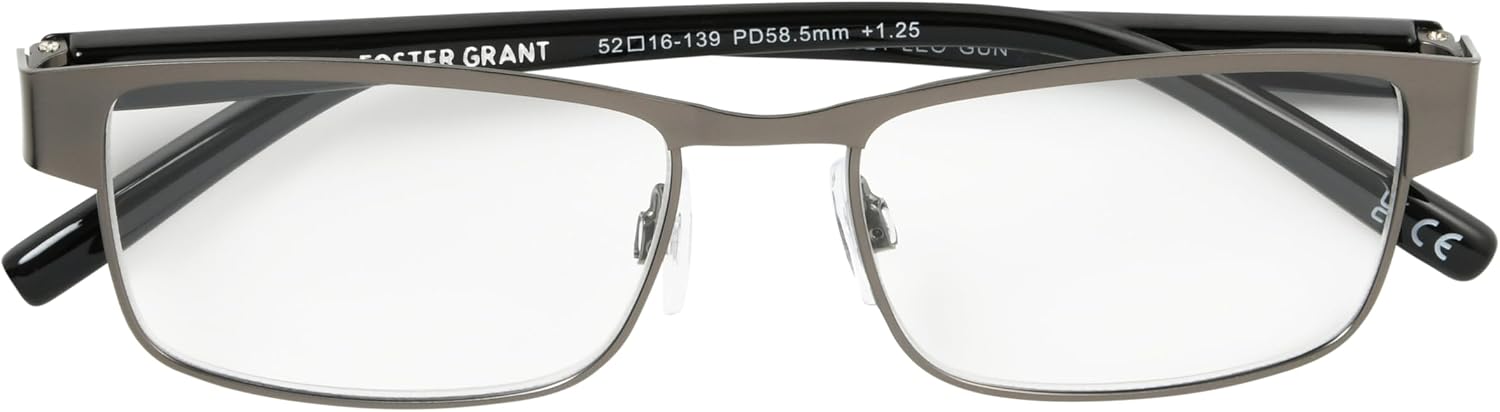Foster Grant Men's Leo Square Reading Glasses
