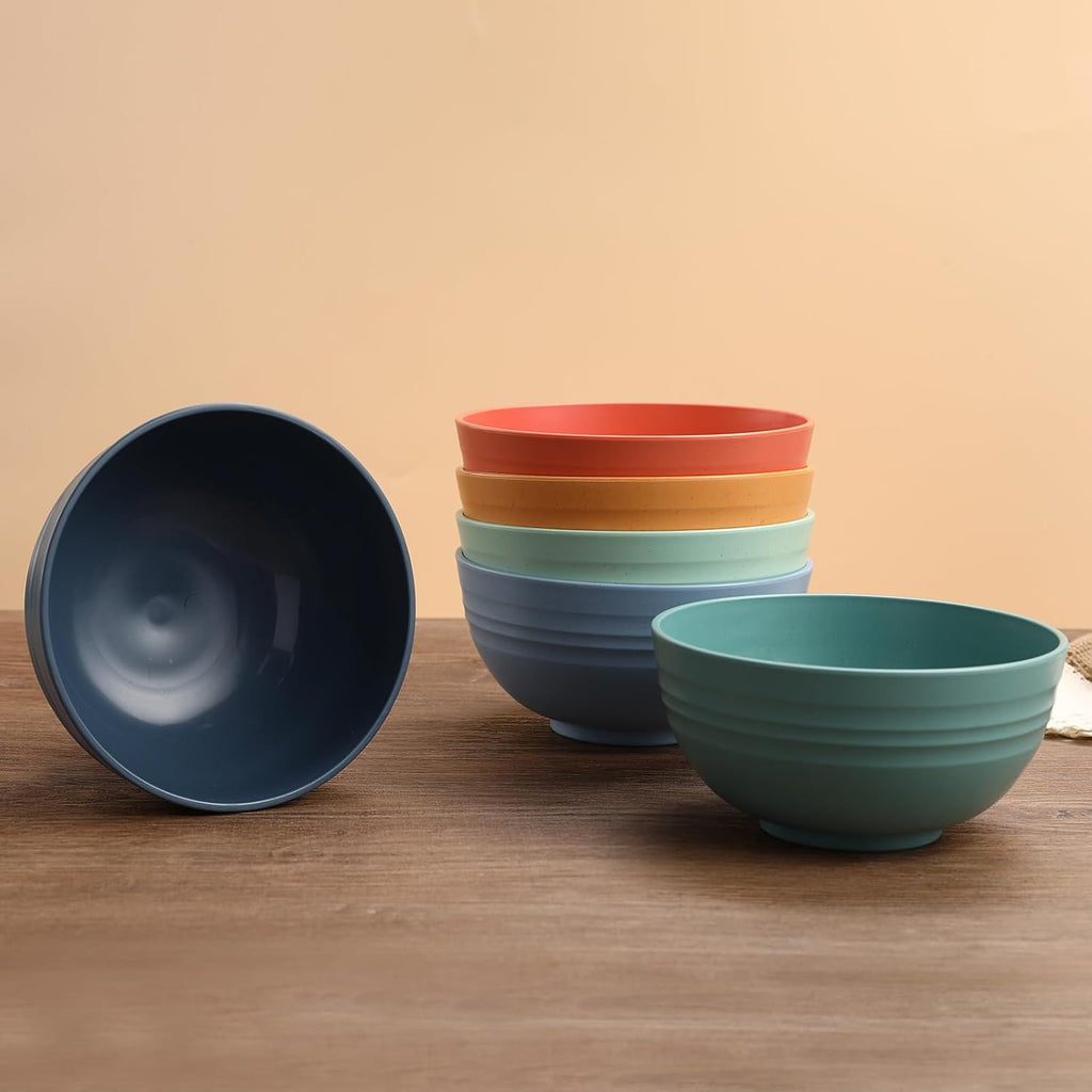 12 Pcs Unbreakable Cereal Bowls Set  26 Oz Wheat Straw Bowls Set  Microwave & Dishwasher Safe Rice Bowls for Kitchen  Reusable Plastic Bowls for Soup  Salad and Snack  BPA Free  Multicolor
