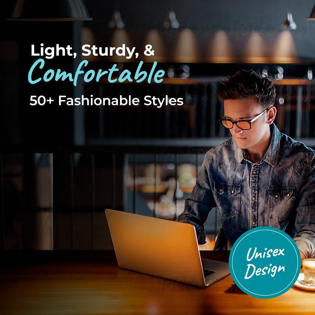 100% Blue Light Blocking Glasses - Women + Men - Better Sleep - Anti Eye Strain Protection - Computer Screens Gaming