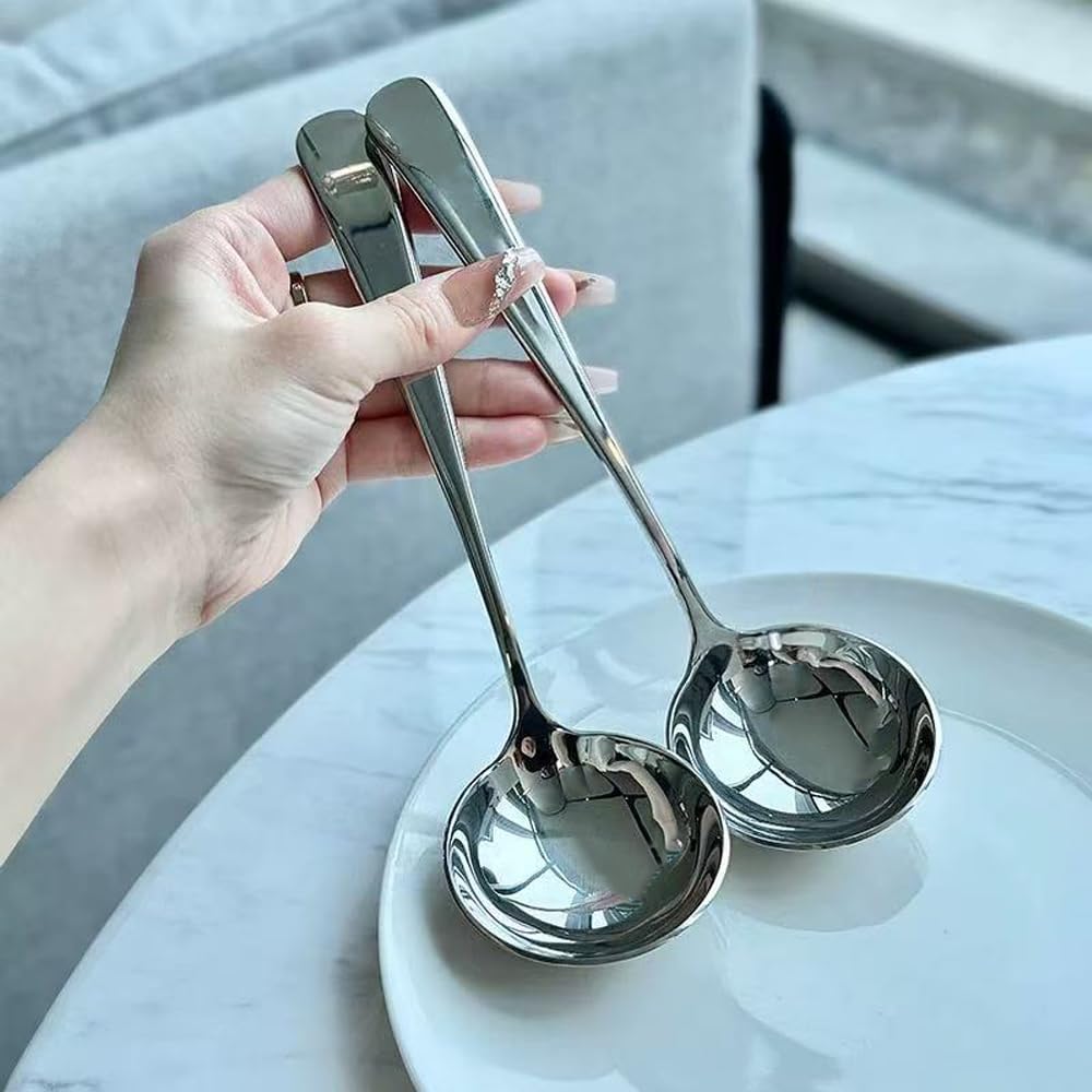 Small Ladle  304 Stainless Steel Small Gravy Soup Serving Ladle for Sauces or Serving Soup Spoon  Silver (2 pack)