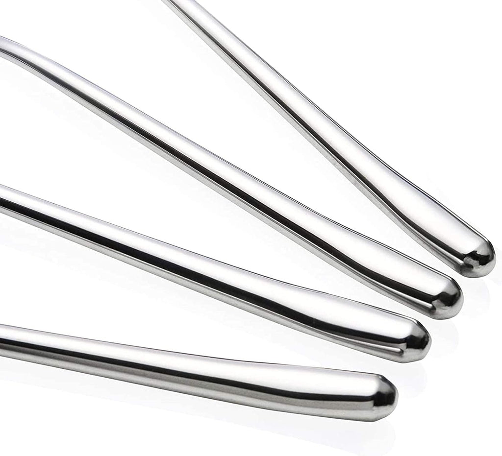 Stainless Steel Spoon Long handle Great Circle Soup Spoons Korean Long Handled Soup Spoon Stainless Steel Round handle Bar Spoons Silver Set of 4