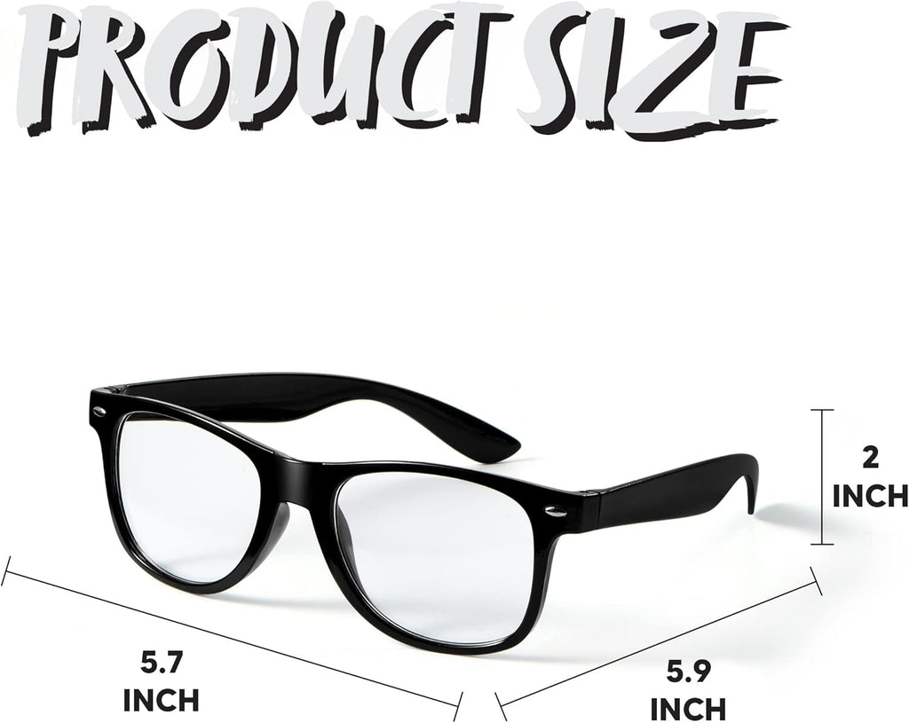Spooktacular Creations Nerd Glasses  Black Fake Glasses with Clear Lenses Costume Props Halloween Cosplay for Men Women Adult Halloween Accessories Outfit