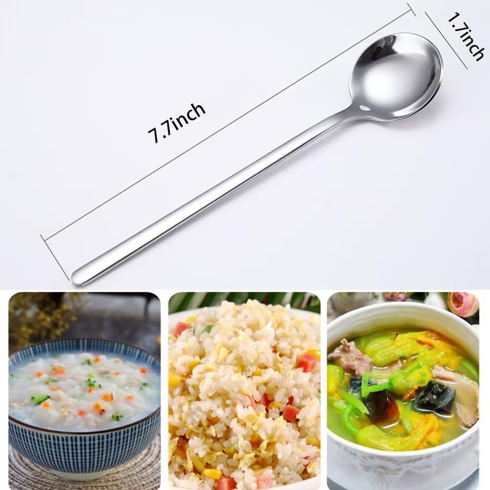 Spoons Silverware Set 5-Pack Korean Spoon 7.7 Inch 18/8 Stainless Steel Table Soup Spoons for Home  Kitchen  or Restaurant Flatware Set  Dishwasher Safe