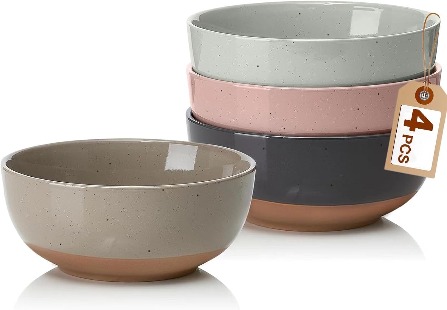 Morandi Color Large Ceramic Bowls Set of 4  30 Ounce Cereal  Soup  Salad  Oatmeal  Serving Bowls - Dishwasher & Microwave Safe