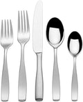 Mikasa Satin Loft 65-Piece Flatware Set for 12  18/10 Stainless Steel Silverware with Forks  Knives  Spoons  and Serving Utensils  Durable and Elegant Design