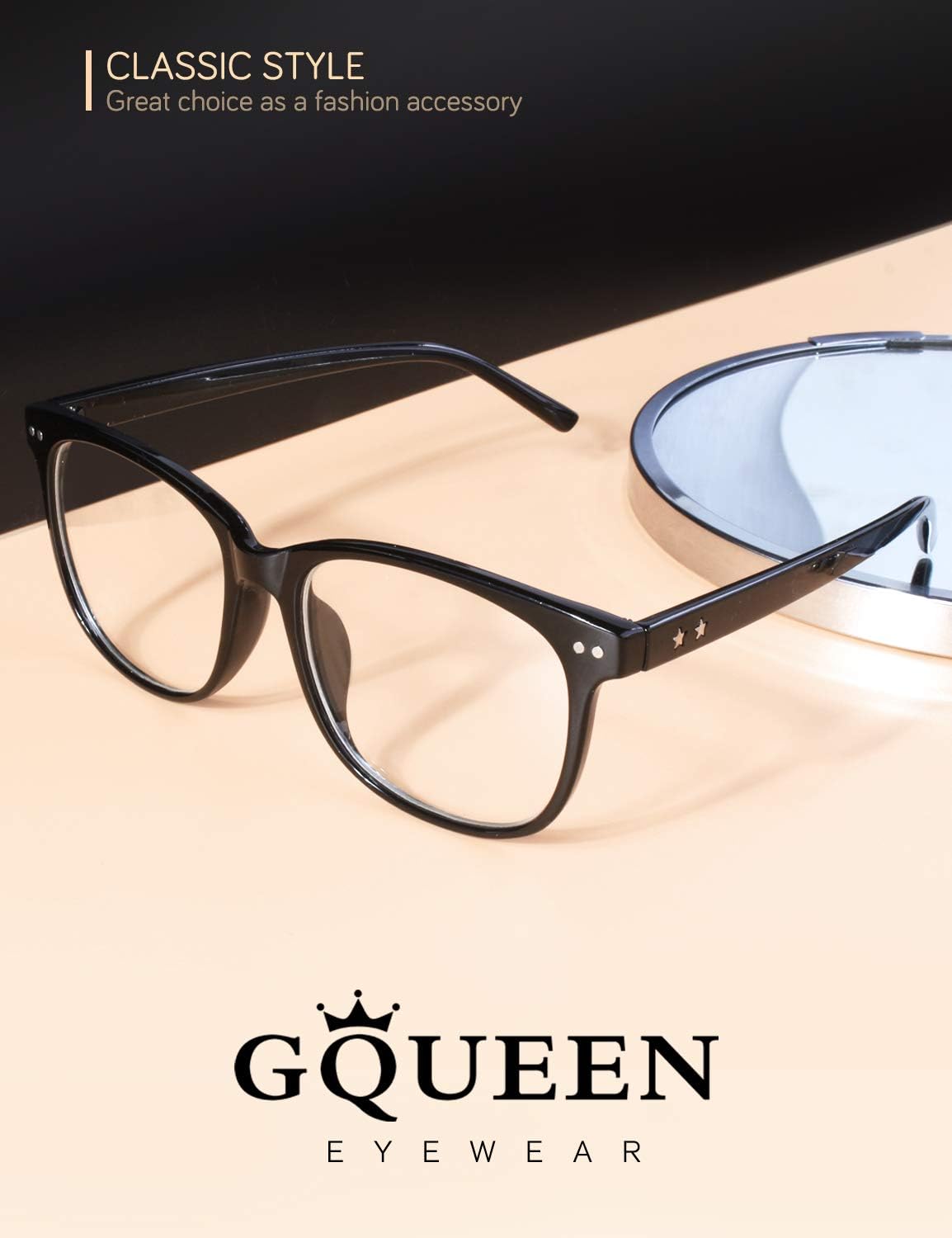 GQUEEN Fake Non Prescription Glasses Clear Lens for Women Men Oversized Frame UV400 Protection  201581