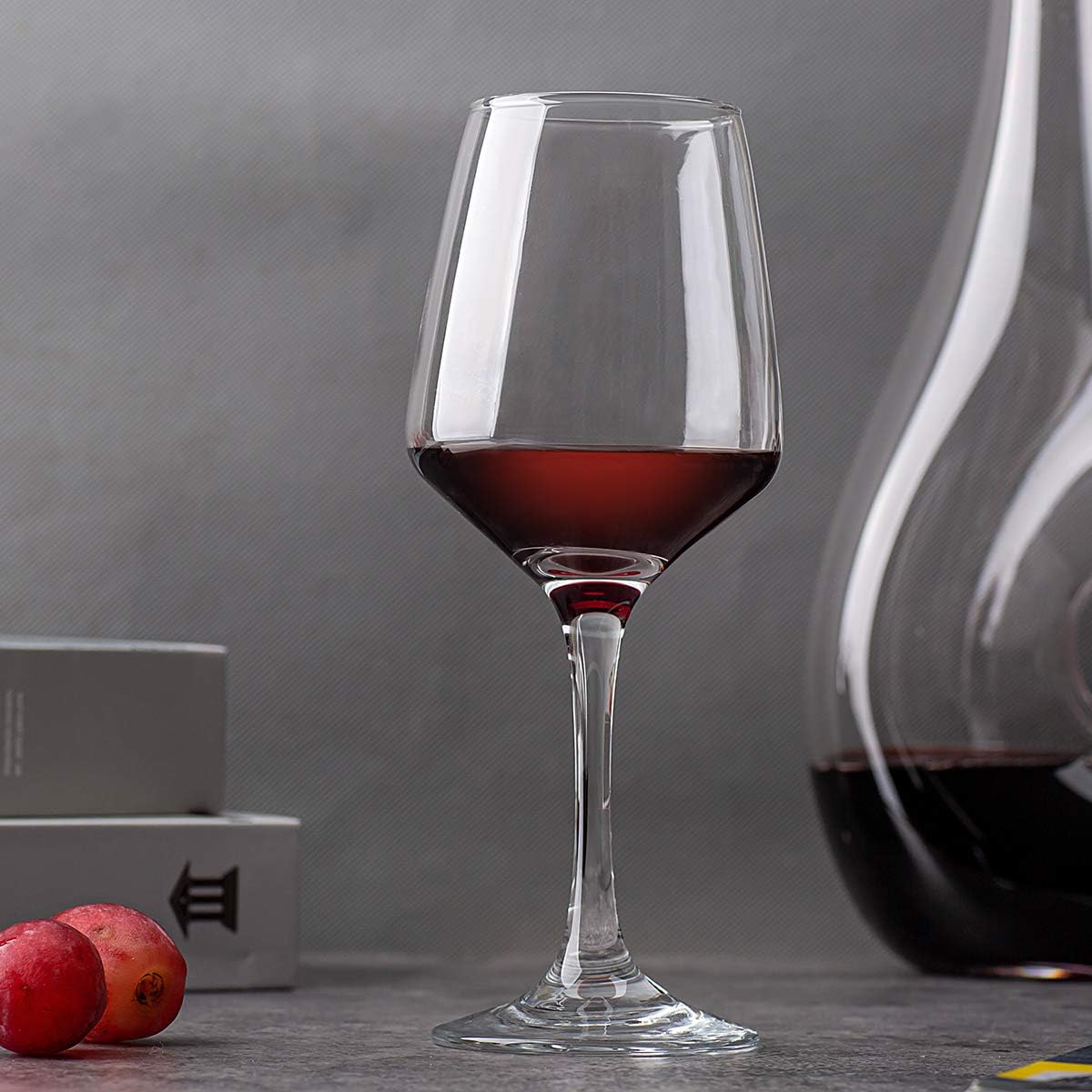 C CREST Wine Glasses Set of 8  12oz  Lead-free  Clear  Durable Glassware