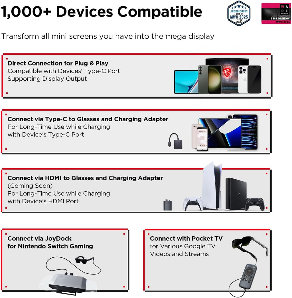 RayNeo Air 3s AR/XR Glasses  201" 120Hz FHD HueView Display  Portable AR Video Eyewear Gaming Glasses for iPhone 17/16/15  Android  Mac  Switch  PS5  Steam Deck - 3S-Silver