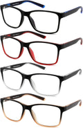 Reading Glasses for Men 4-Pack Stylish Computer Readers with Spring Hinges  Anti Glare/Eye Strain Filter UV Ray Blue Light Blocking Two-tone Reader Eyeglasses +2.5 Magnification Strength