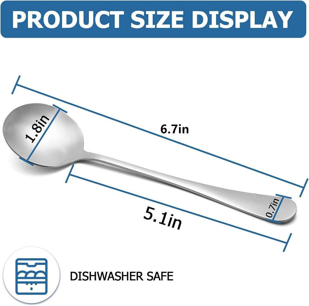 10 Piece Soup Spoon Round Stainless Steel Bouillon Spoons Round Spoons 6.7 inch