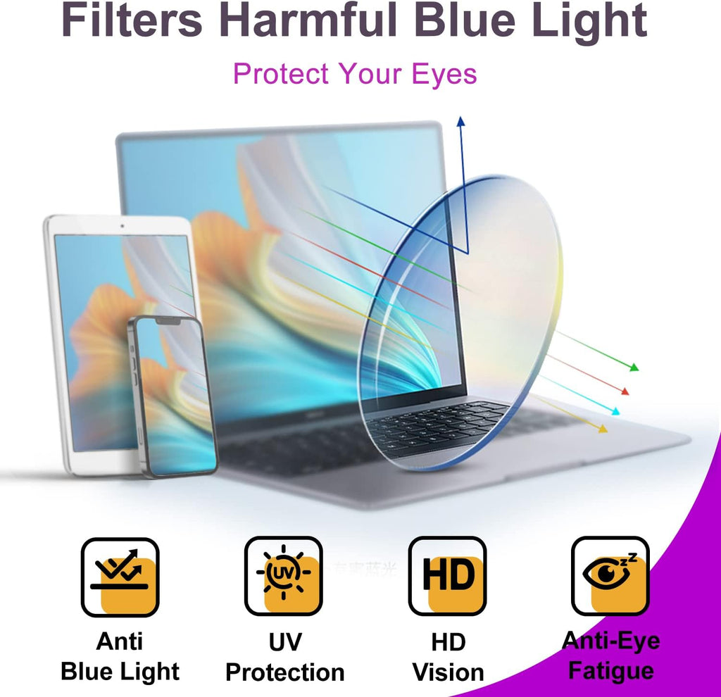 VISOONE Blue Light Blocking Glasses Square with Anti Computer Glare for Gaming Women and Men MONTANA
