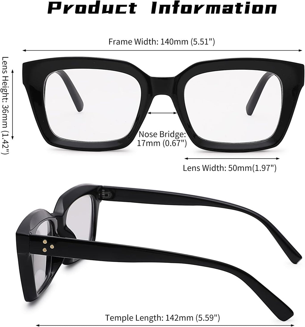COASION Classic Non-prescription Clear Lens Eyeglasses for Women Thick Square Frame Eyewear