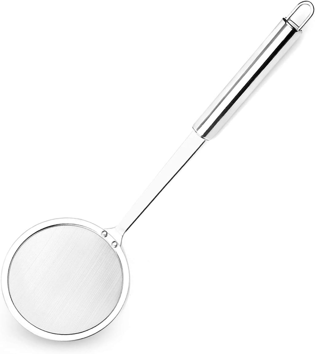 Hiware Stainless Steel Fat Skimmer Spoon - Fine Mesh Food Strainer for Grease  Gravy and Foam  Japanese Hot Pot Skimmer with Long Handle