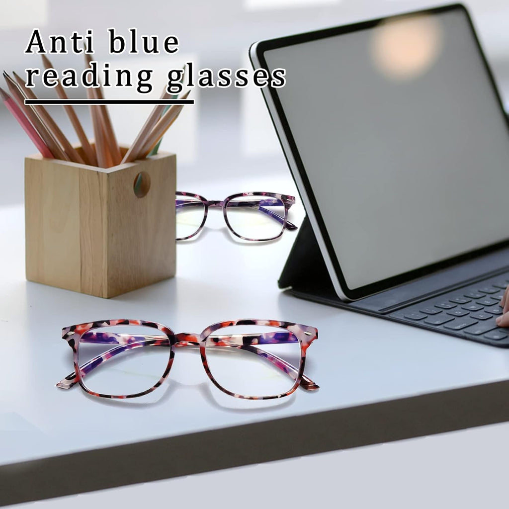 5 Pack Reading Glasses Blue Light Blocking for Women Computer Readers with Spring Hinge
