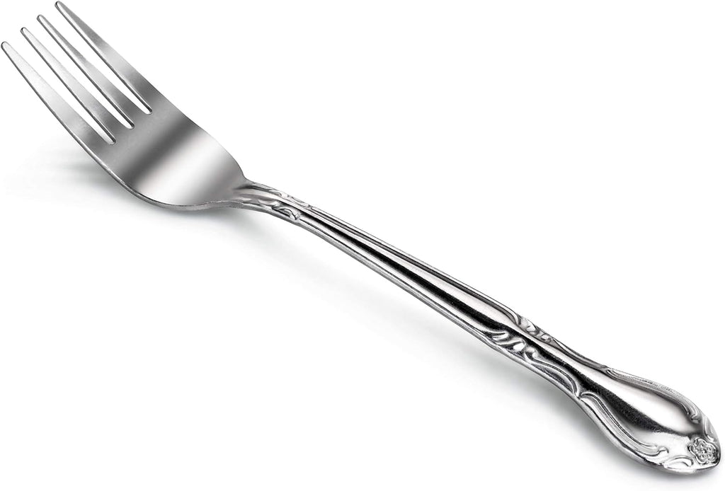 New Star Foodservice 58666 Rose Pattern  18/0 Stainless Steel  Salad Fork  6.2-Inch  Set of 12