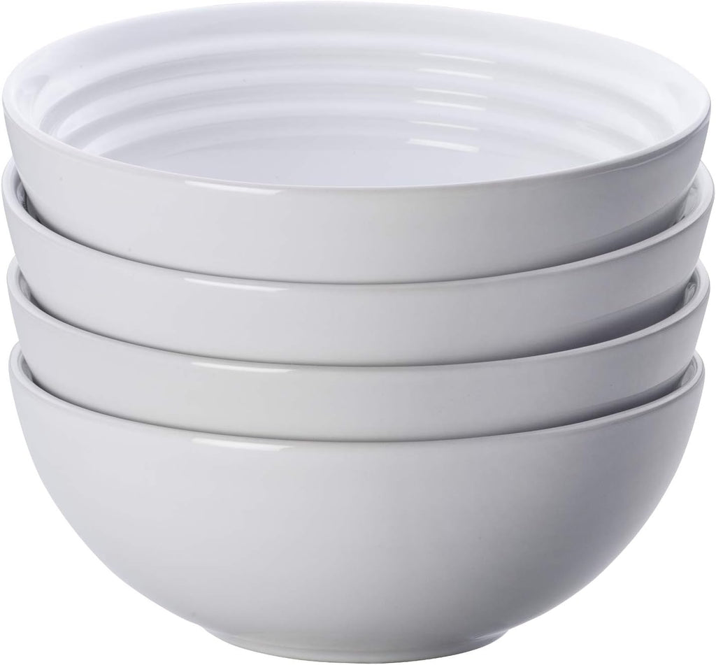 Le Creuset Stoneware Set of 4 Soup Bowls  22 oz. (6.25") each  White