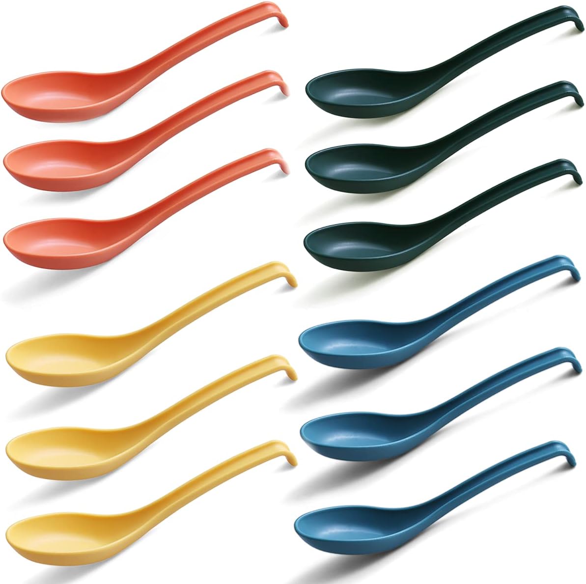 Evanda Soup Spoon  ECO Friendly Dinner Spoon Made of Food Grade PP  BPA Free Easy Clean Dishwasher Safe Set of 12(Mix Color)