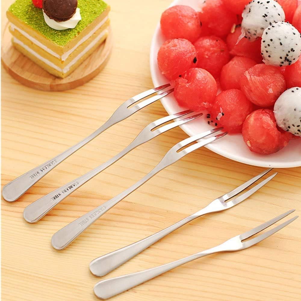 Crab Stainless Steel Forks Escargot Fork 2 Prong Tasting Appetizer Forks Portable Cocktail Salad Fruit Forks for Party Travel Set of 10  5 Inches (10 Pcs)