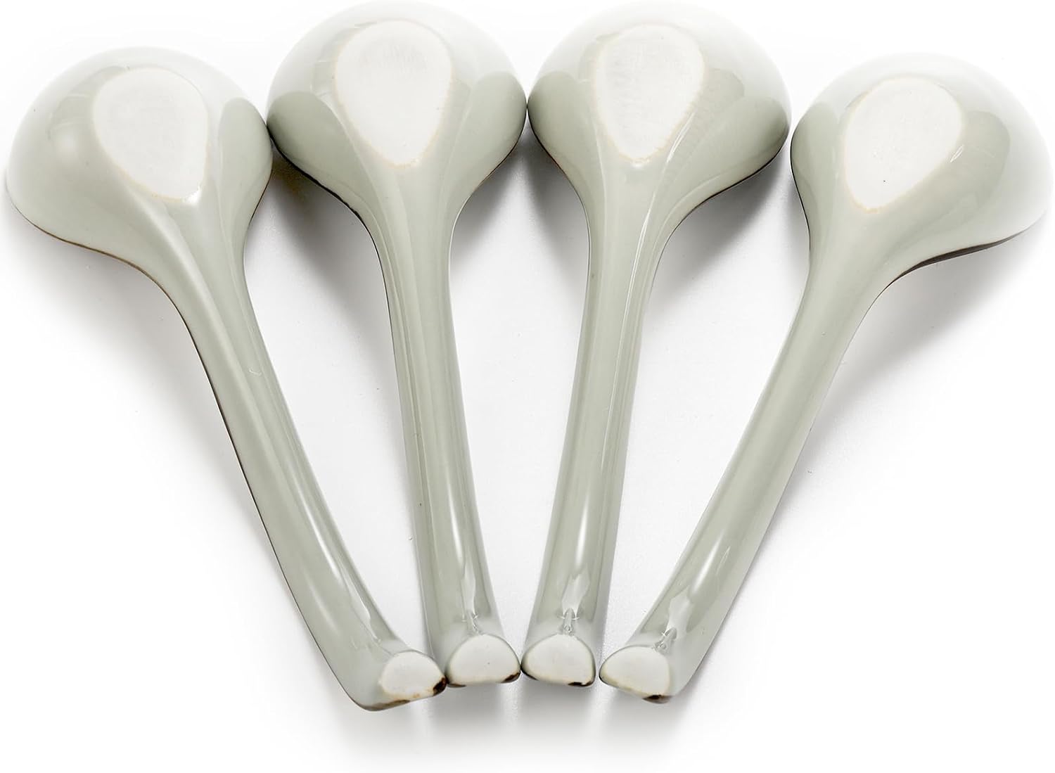 8 Pcs Asian Ceramic Soup Spoons  Japanese Ramen Spoon with Long Curved Handle  Chinese Soup Spoon  Porcelain Tablespoon  Kitchen Serving Spoon for Miso  Noodles  Cereal  Wonton  Dumpling Rice