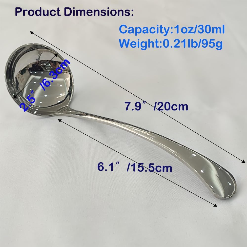 Small Ladle  Sauce - Gravy Ladle  7.9 Inch  18/10 Stainless Steel Small Gravy Soup Spoon for Spooning Gravies or Sauces  Set of 2(Silver）