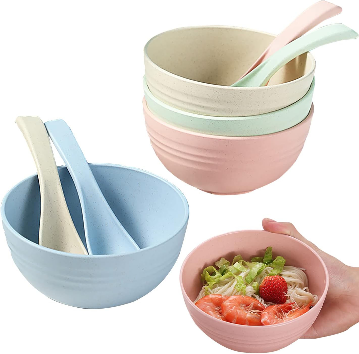 8 OZ Small Bowls Set Cereal Bowls Wheat Straw Bowl Assorted Color Dessert Bowls for Serving Soup  Oatmeal  Pasta and Salad